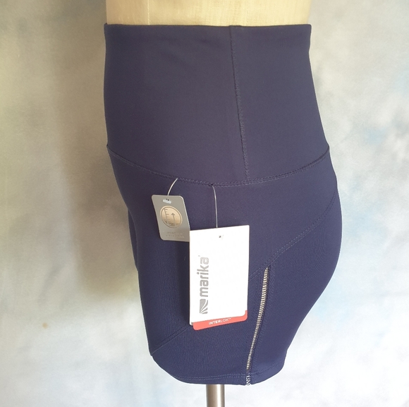 Marika Active Eclipse Navy Blue Wide High Waist Bike Shorts w/ InterLok Wick Sm - Picture 8 of 16